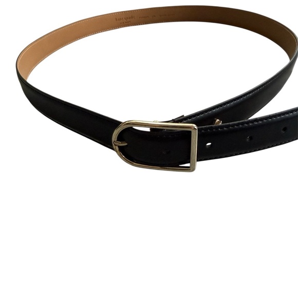 Kate Spade Black Leather Belt with Gold Buckle - Picture 4 of 8